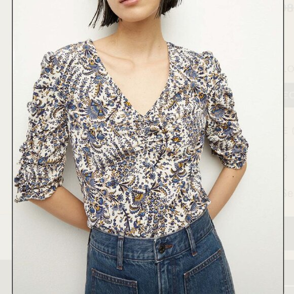 Veronica Beard 14 Henrieta Stretch Silk Floral Multi Blouse Top - Picture 2 of 10